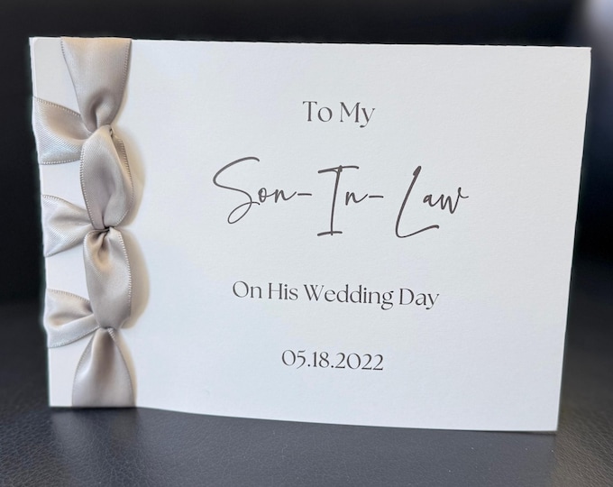 Son-in-Law Wedding Card | Handmade, Japanese Binding, Custom Ribbon