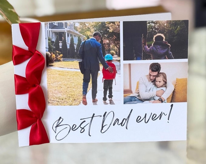 Handmade Photo Father's Day Card | Luxury Satin Ribbon Keepsake