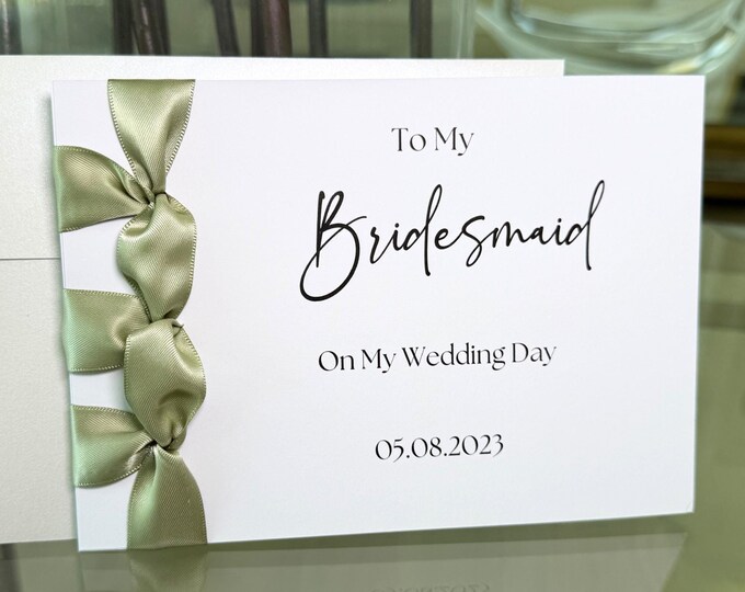 Personalized Bridesmaid Wedding Day Card | Japanese Ribbon Binding