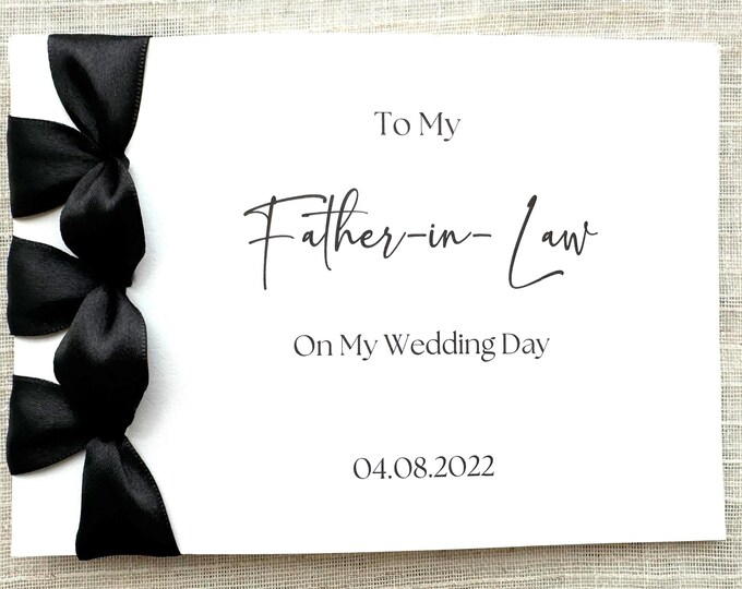 Personalized Father-in-Law Wedding Day Card | Handmade Cotton Cardstock