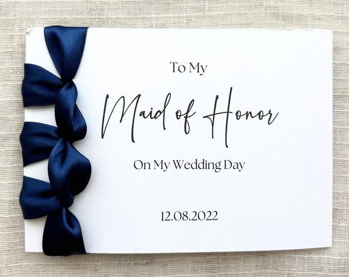 Personalized Maid of Honor Wedding Card | Japanese Ribbon Binding