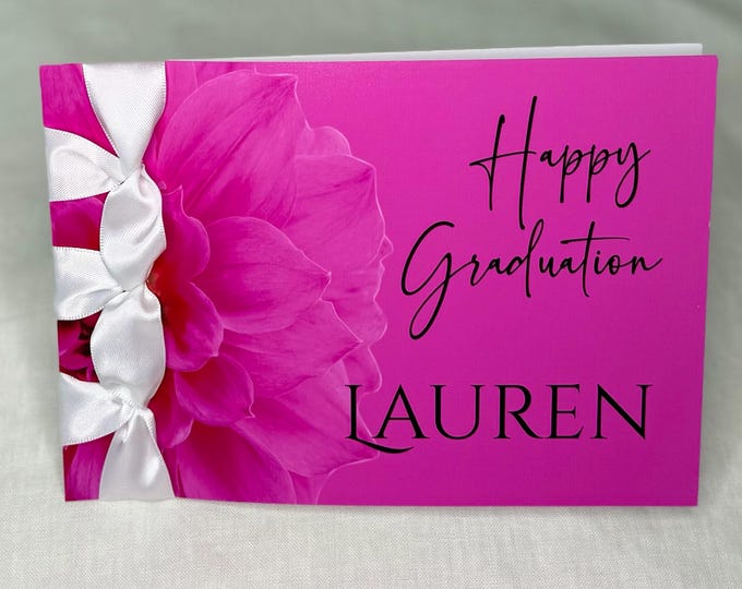 Handmade Congratulations Card: Satin Ribbon, Personalized Graduation Keepsake