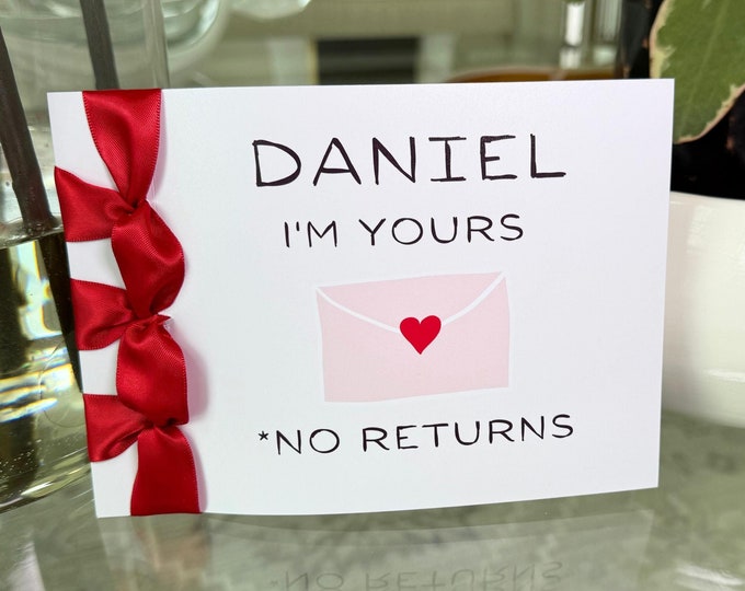 Personalized Valentine's Day Card | Satin Ribbon, 'I'm Yours'