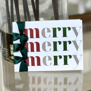 Carte de Noël faite main personnalisée, ruban de satin, carte de luxe, joyeux joyeux joyeux