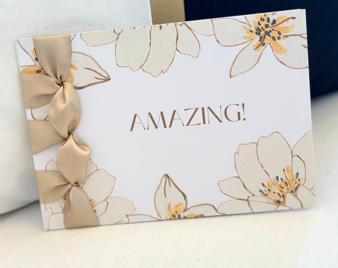 Handmade Congratulations Card, Satin Ribbon, Floral Design