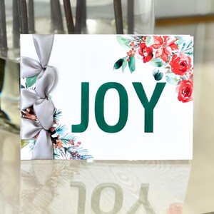 Carte de Noël faite main personnalisée, ruban de satin, carte de luxe, JOIE