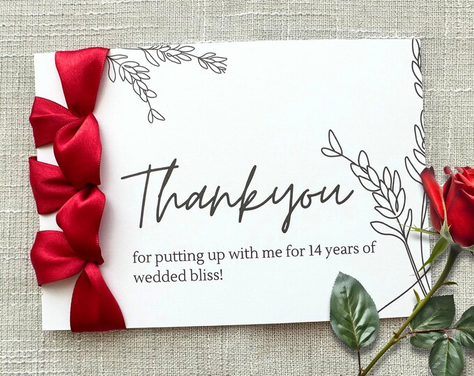 Personalized Anniversary Card - Cotton, Satin Ribbon, Handmade