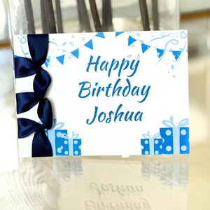 Carte d'anniversaire faite main personnalisée, ruban de satin, carte de luxe, carte personnalisée, carte avec nom dessus
