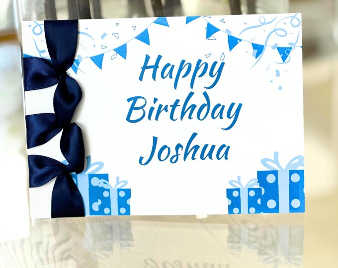 Custom Birthday Card, Satin Ribbon, Japanese Binding