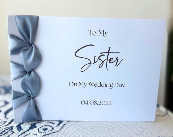 To My Sister Wedding Card | Handmade Japanese Binding, Satin Ribbon