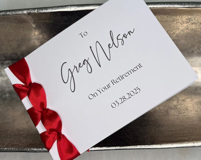 Handmade Retirement Congratulations Card: Satin Ribbon & Japanese Binding