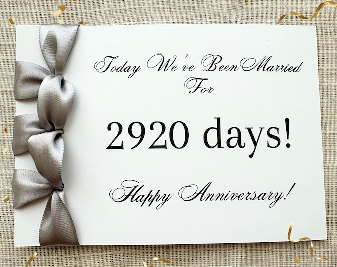 Personalized Anniversary Card – Handmade Cotton Cardstock with Satin Ribbon