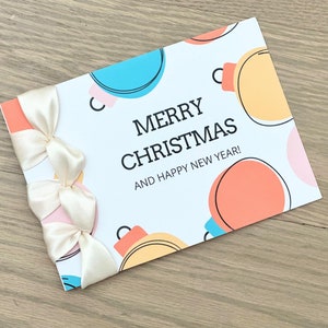 Carte de Noël personnalisée fait main, Ruban de satin, Carte de voeux de luxe, Joyeux Noël, Décorations de fête