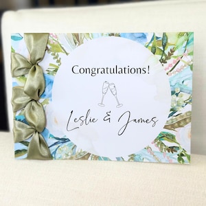Carte de félicitations de mariage personnalisée faite main, ruban de satin, carte de luxe, félicitations personnalisées, carte de mariage