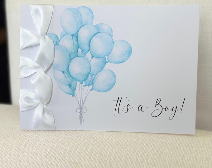 Handmade New Baby Congratulations Card, Satin Ribbon, Personalized