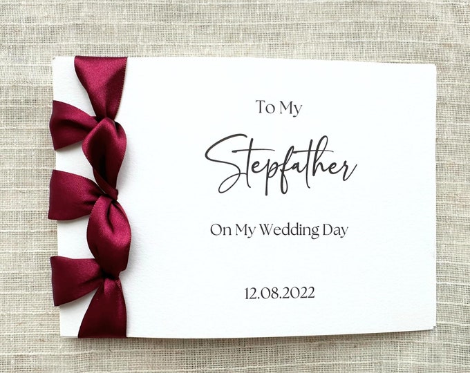 Personalized Stepfather Wedding Card | Handmade Cotton Cardstock