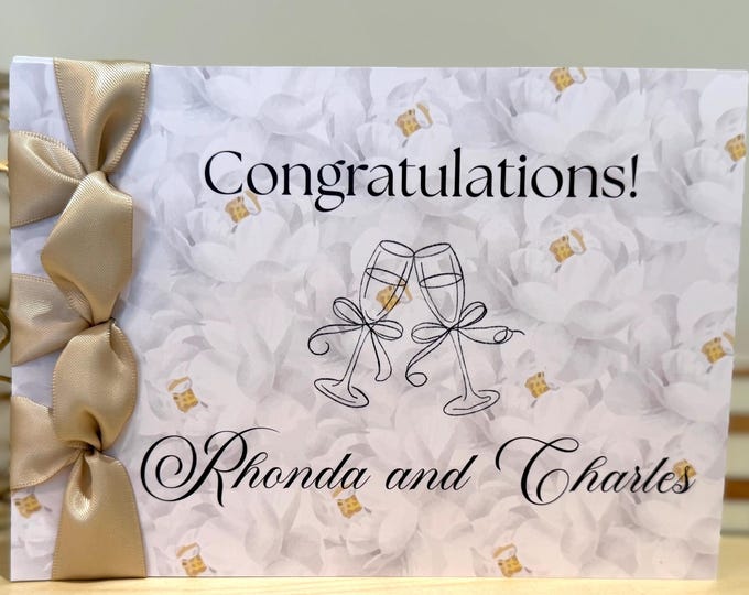 Personalized Wedding Card | Handmade Congratulations Card with Satin Ribbon
