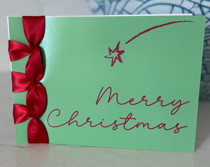 Personalized Christmas Card | Handmade Holiday Card with Japanese Ribbon Binding