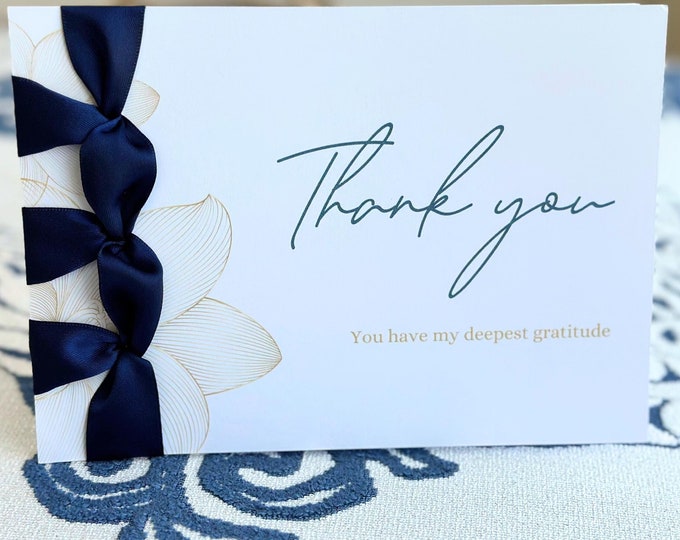 Custom Handmade Thank You Card: Japanese Ribbon Binding, Personalized Keepsake
