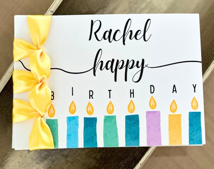 Custom Handmade Birthday Card: Satin Ribbon, Personalized Keepsake