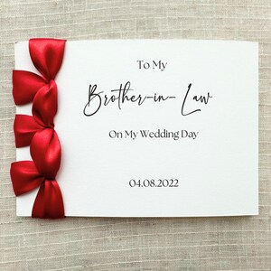 Carte de mariage faite main personnalisée pour beau-frère | Cadeau personnalisé de la mariée