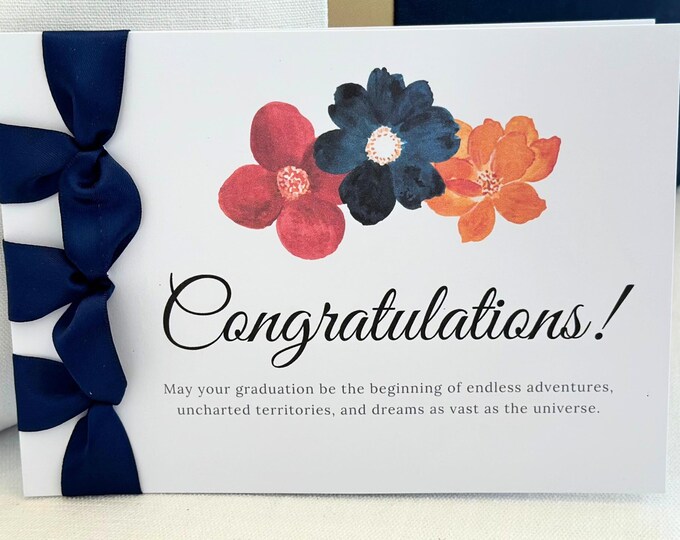 Custom Handmade Graduation Card, Satin Ribbon, Luxury Card, Congratulations