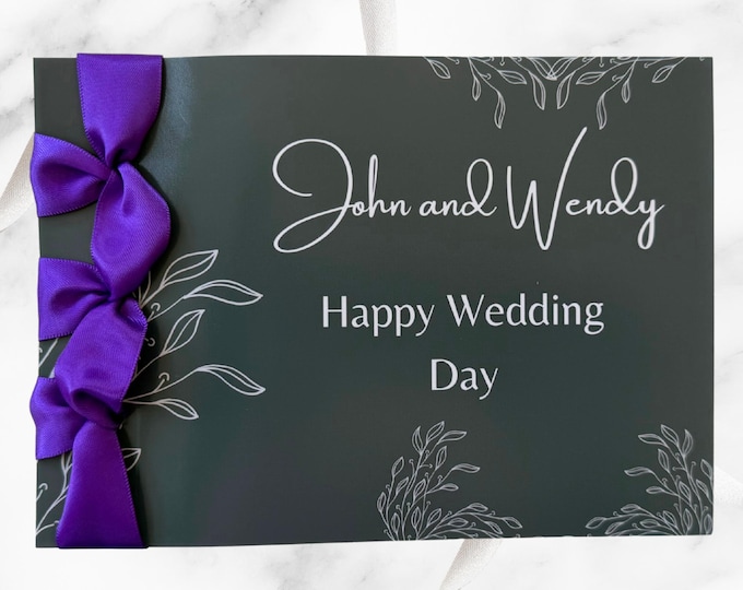 Custom Handmade Wedding Card | Satin Ribbon, Personalized Congratulations