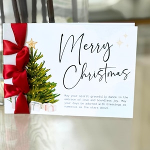 Carte de Noël faite main personnalisée, Ruban de satin, Carte de voeux de luxe, Joyeux Noël, Carte de Noël