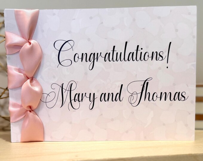Handmade Wedding Congratulations Card | Personalized Satin Ribbon Card