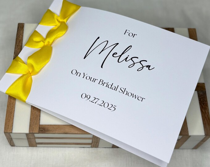 Handmade Bridal Shower Card: Elegant Satin Ribbon, Personalized