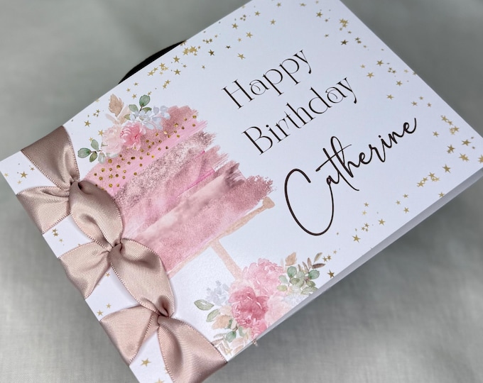 Handmade Birthday Card with Satin Ribbon: Personalized Keepsake