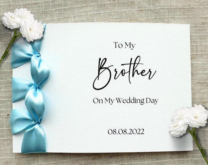 Personalized Wedding Day Card for Brother | Satin Ribbon Detail