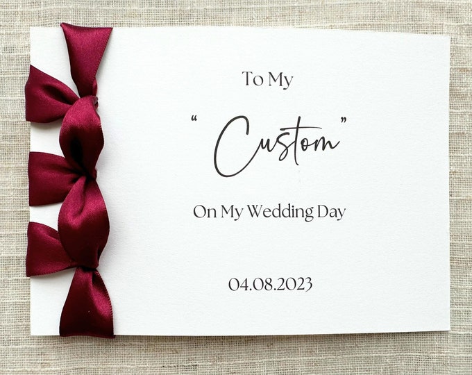 Personalized Wedding Day Card | Handmade Cotton Cardstock with Ribbon