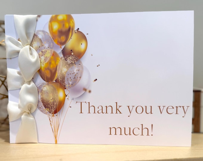Custom Thank You Card | Japanese Binding, Satin Ribbon | Handmade Stationery