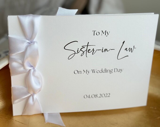 Handmade Personalized Wedding Day Card, Sister-in-Law, Custom Message