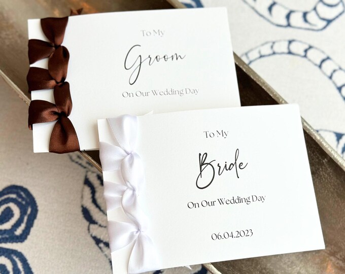 Custom Handmade Wedding Day Card with Personal Message for Bride and Groom