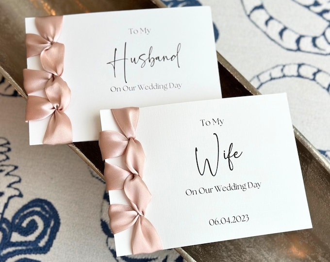 Custom Handmade Wedding Day Card with Personal Message for Future Husband and Wife