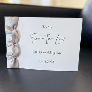 à mon gendre le jour de son mariage | Carte de mariage personnalisée | Carte faite main I Reliure japonaise | Carte de mariage personnalisée