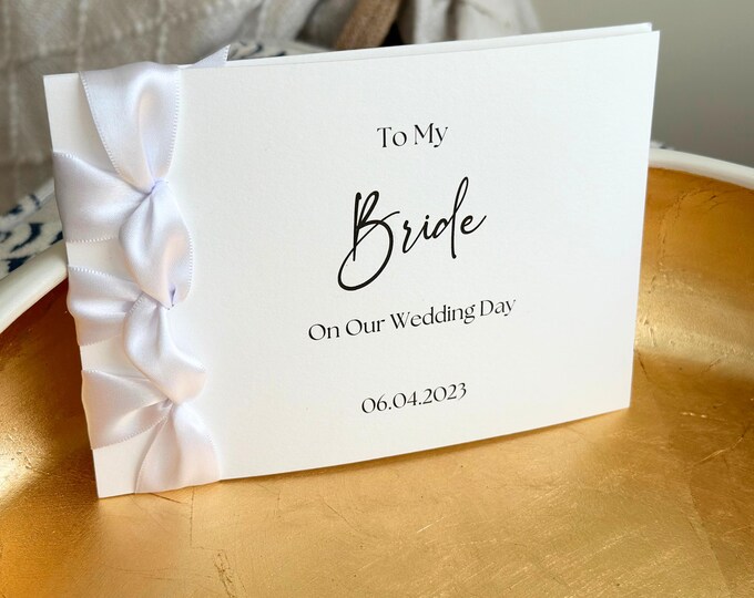 Custom Wedding Day Card, Bride & Groom, Japanese Ribbon Binding