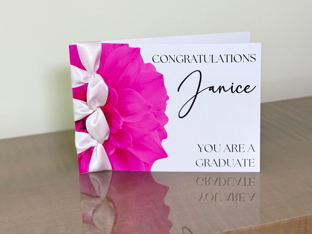 Card With Ribbon Graduation Personalized Graduation Card | Handmade Satin Ribbon Congratulations - Etsy