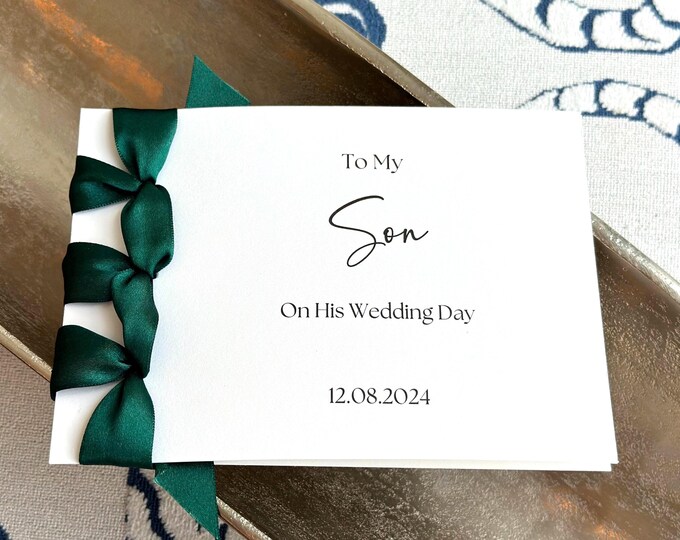 Personalized Wedding Day Card | Handmade Cotton Cardstock with Satin Ribbon