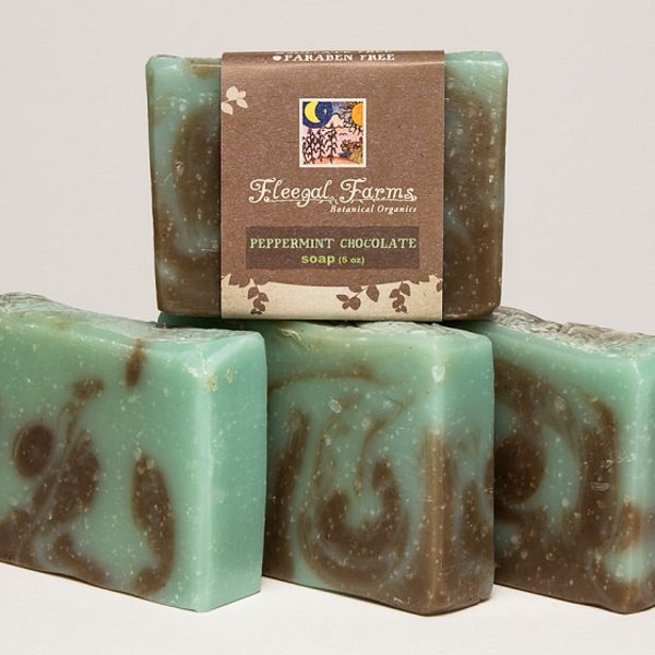 Peppermint Chocolate Soap, cocoa butter cold process bar, natural and palm free