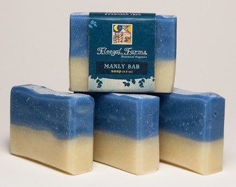 Manly Bar. Manly Soap. Natural Soap. Cold Process Soap. Palm Free Soap. Vegan Soap. Rainwater Soap. Essential Oil Soap. Herbal Soap.