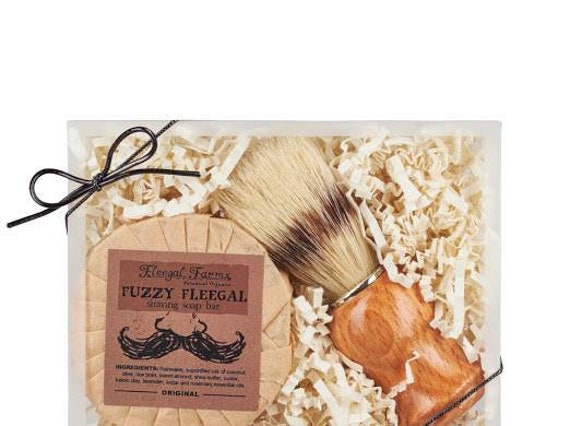 Shave Soap Boar Bristle Brush Gift Set Box. Natural Palm Free Soap. Natural Brush.