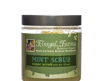 Mint Sugar Scrub, exfoliating body polish with peppermint oil, natural, 2 or 10 oz