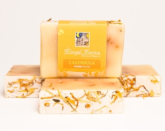 Calendula Soap Bar, petals for sensitive skin, natural cold process, palm free