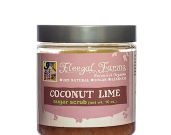 Coconut Lime Sugar Scrub, exfoliating body polish, plant based, 2 or 10 oz