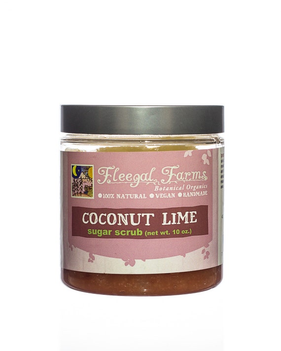 Coconut Lime Sugar Scrub, exfoliating body polish, plant based, 2 or 10 oz
