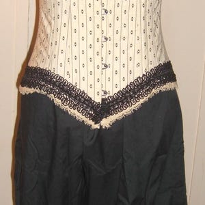 CIVIL WAR "Remake" Corset & Bloomer Set. Ecru and Black, Patterned Correctly