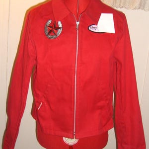 Classic Red DICKIES Ladies Rockabilly Zip Jacket with Patches, NEVER WORN, Size M